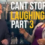 News anchors laughing on live broadcast.