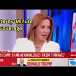 MSNBC election coverage discussing razor-thin race.