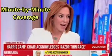 MSNBC election coverage discussing razor-thin race.