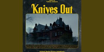 Knives Out soundtrack cover featuring a gloomy mansion.