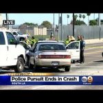 Police pursuit ends in South LA crash scene.