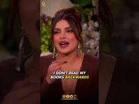 Woman discussing reading habits on talk show.