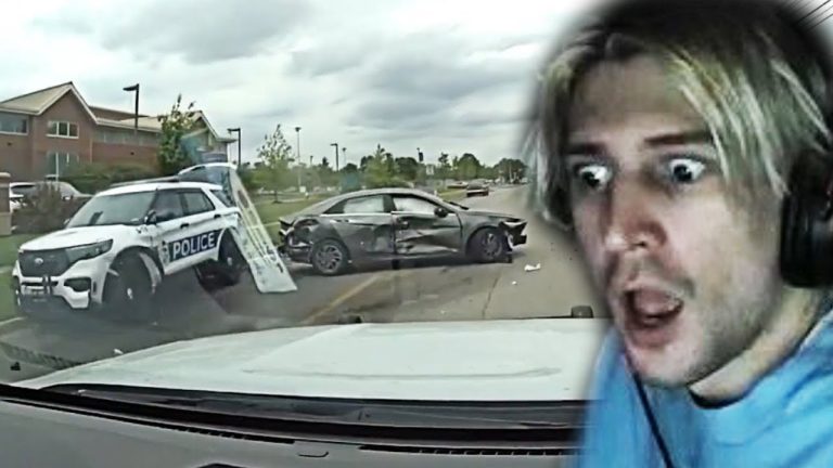 Police car crash and shocked person reaction
