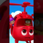 Animated kids in red helicopter cartoon scene