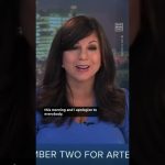News anchor apologizing on television broadcast.