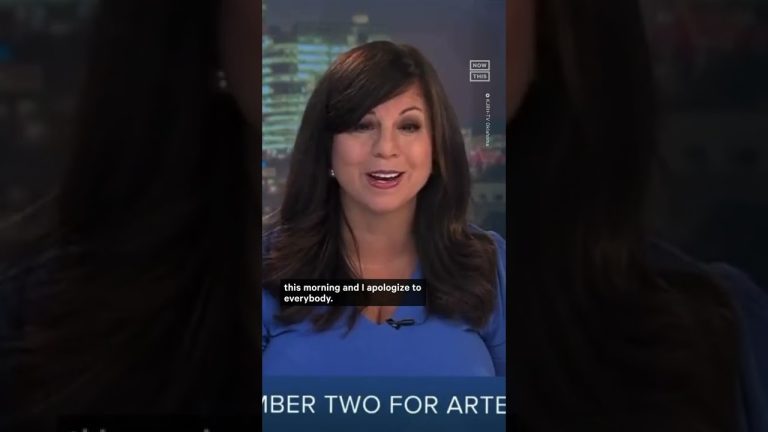 News anchor apologizing on television broadcast.
