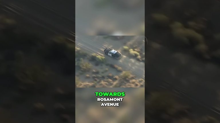 Police car driving off-road towards Rosamont Avenue.