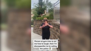 Person outdoors using phone, text overlay about police call.