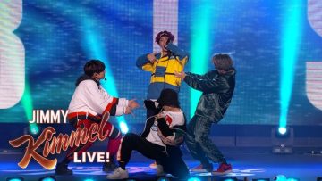 Group performing on Jimmy Kimmel Live stage
