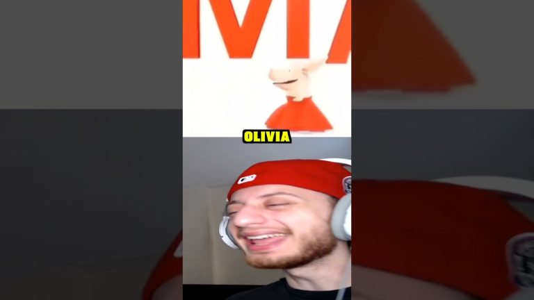 Person laughing while watching cartoon Olivia.