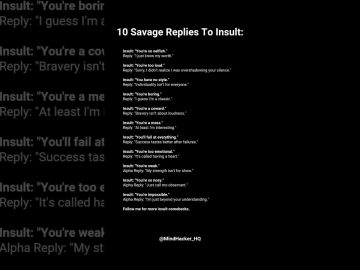 List of witty comebacks to common insults.