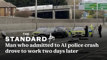 Police at A1 highway crash scene with vehicles
