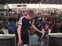 Esports event with gamers and audience.
