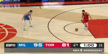 Milwaukee vs Toronto basketball game, score 95-81.