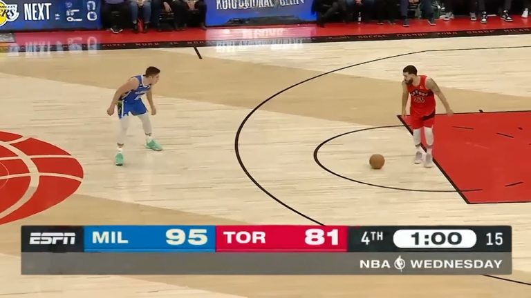 Milwaukee vs Toronto basketball game, score 95-81.