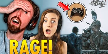 Game reaction with controller and statue in Black Myth.