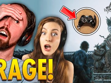 Game reaction with controller and statue in Black Myth.