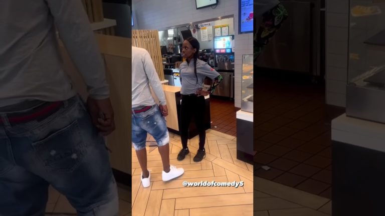 Fast food restaurant staff argues with customer.