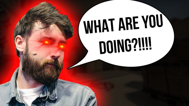 Man with glowing eyes asking, 'What are you doing?'