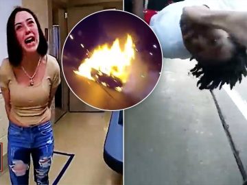 Woman arrested, car fire, police bodycam incident