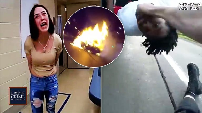Woman arrested, car fire, police bodycam incident