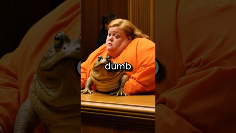 Person in orange with frog on desk, text 'dumb'.