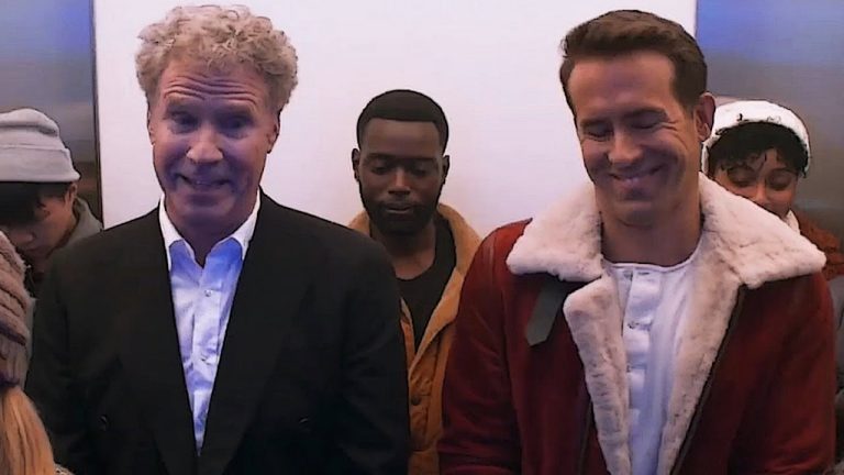 People smiling inside an elevator