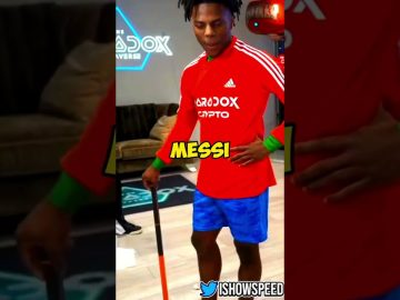 Person in red soccer jersey with 'Messi' text.