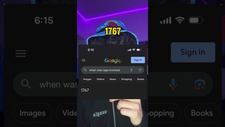 Google search of rage invention year, 1767, on phone.