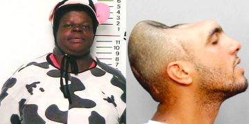 Two unique mugshots side by side, unusual appearances.