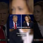 Presidential debate with two candidates speaking.