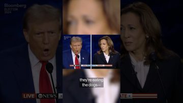 Presidential debate with two candidates speaking.