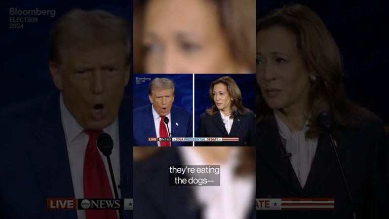 Presidential debate with two candidates speaking.