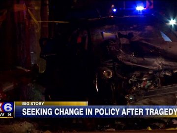 Damaged car after tragic accident at night.