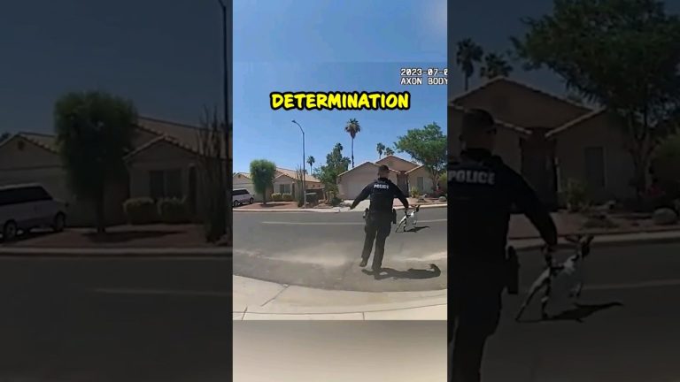 Police officer chasing running dog on street