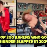 Man slapping woman in classroom setting.