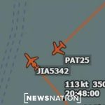 Flight path of two planes at 350 feet.