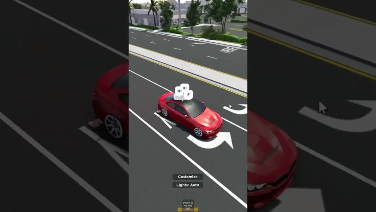 Red car in virtual driving game interface