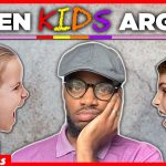 Frustrated man between arguing kids