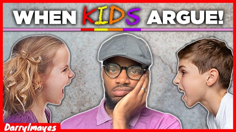Frustrated man between arguing kids