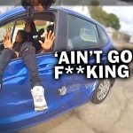 Police bodycam shows man in blue car shouting