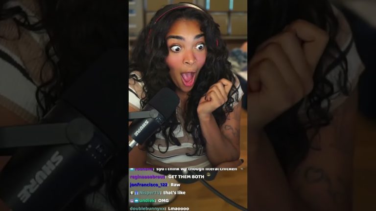 Excited streamer reacting during live chat session