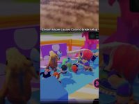 Colorful characters in Fall Guys game scene.