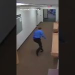 Person runs through empty hallway, Hillsboro, Oregon