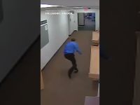 Person runs through empty hallway, Hillsboro, Oregon