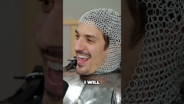 Person laughing in chainmail armor.