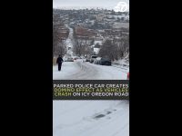 Icy road in Oregon causes multiple car crashes.