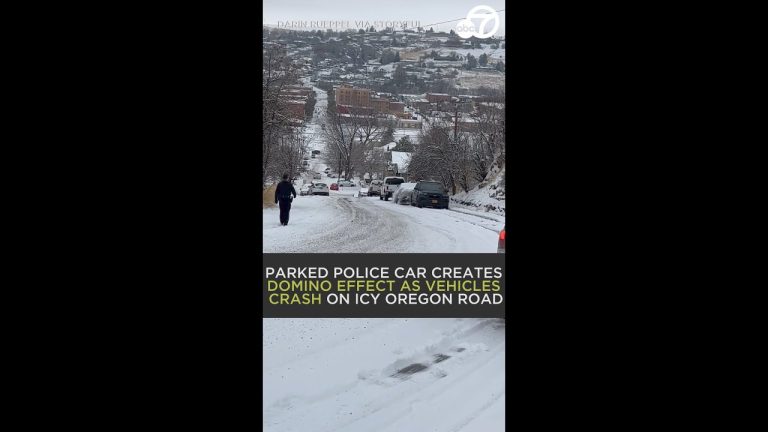 Icy road in Oregon causes multiple car crashes.