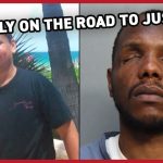 Two men, justice theme, True Crime News banner