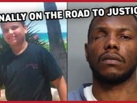 Two men, justice theme, True Crime News banner